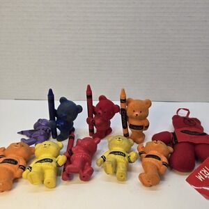Vtg 1980s Crayola Crayon Flocked Bear Mini Figure Binney & Smith Mixed Set Read!